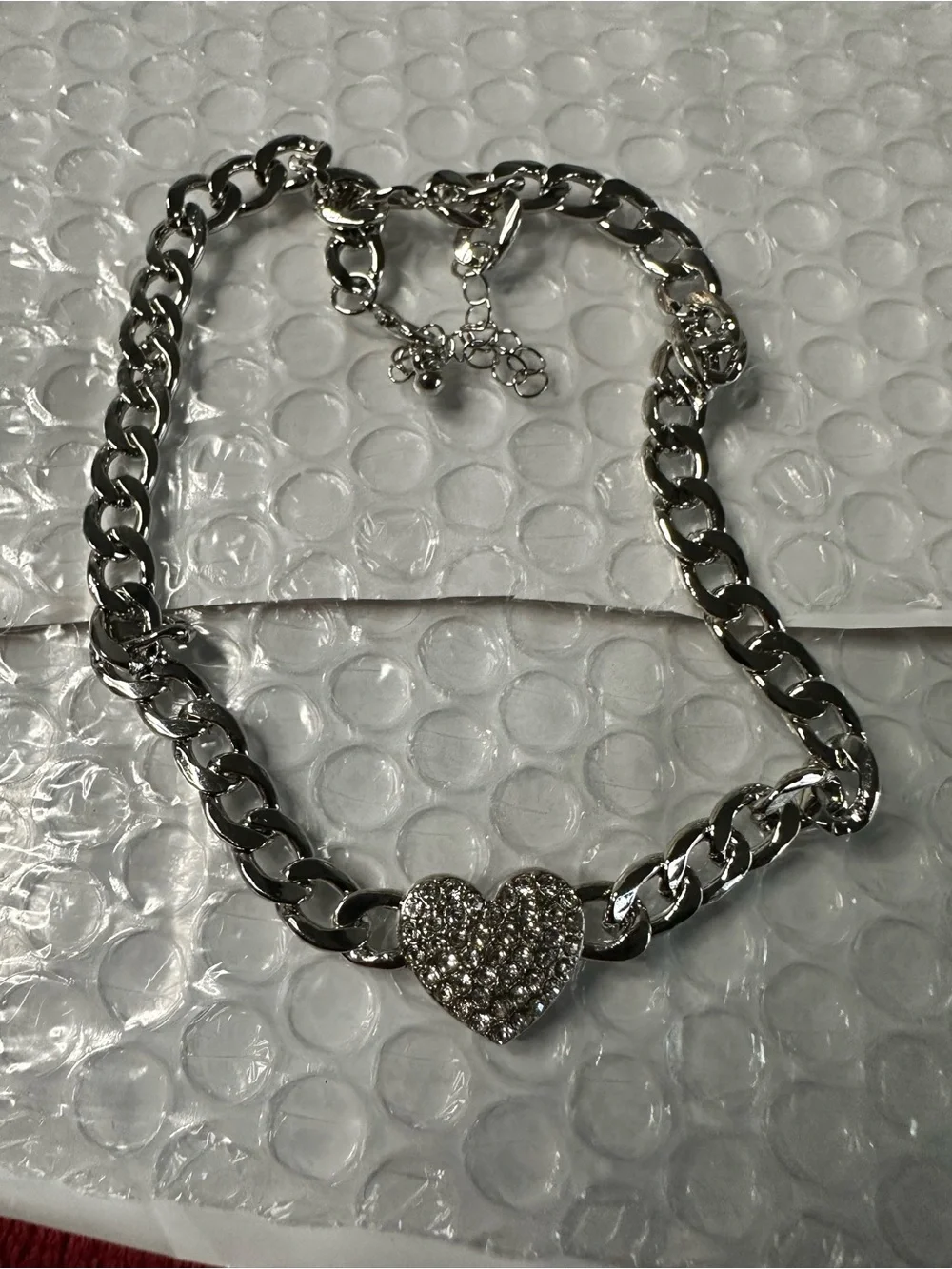 Silver Heart Crystal Necklace - Women's Silver Chain Pendant